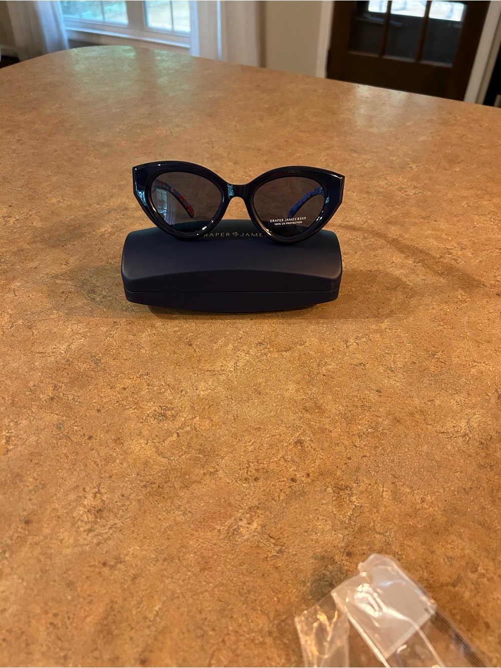 Draper James Navy Cat-Eye Sunglasses with Matching Case